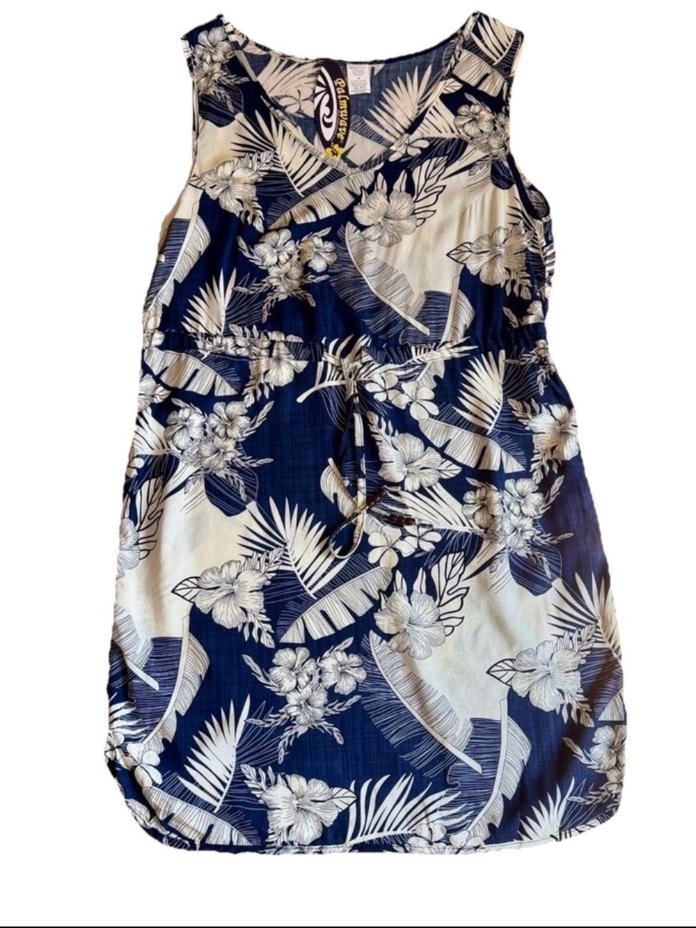 NWT Palmwave Hawaii Women’s Sleeveless Blue & White Floral Aloha Dress Size M - Picture 5 of 10